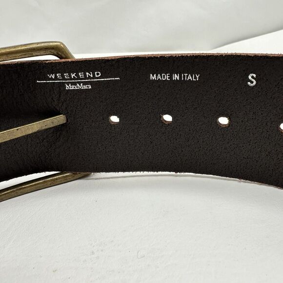 Weekend Max Mara Italy Womens Small Oversized Leather Waist BELT Braided Brass main image 8